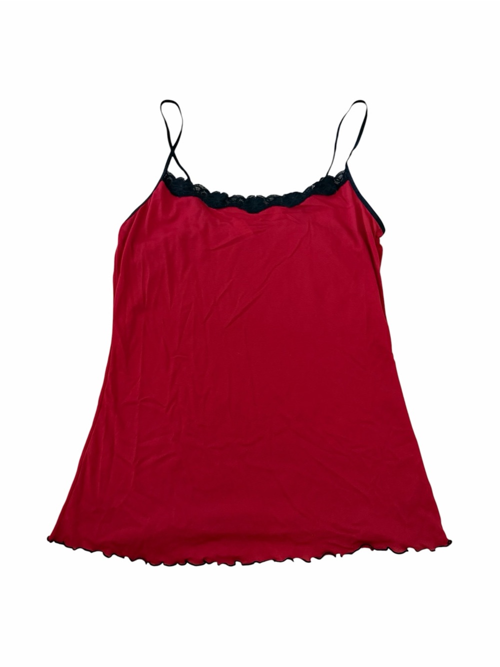 Maidenform Red Tank with Black Lace Trim